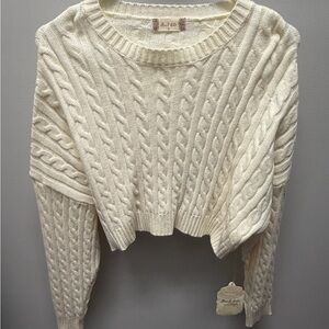 Altar'd State Cream Cable Knit Sweater